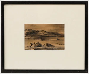 Manner of Hercules Brabazon Brabazon (1821-1906) -Ink Wash, Misty Lake - Picture 1 of 6