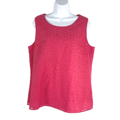 Camiseta sin mangas Talbots talla 14 encaje rosa cremallera mezcla de algodón nueva con etiquetas TP-1545 Foto 1 de 4