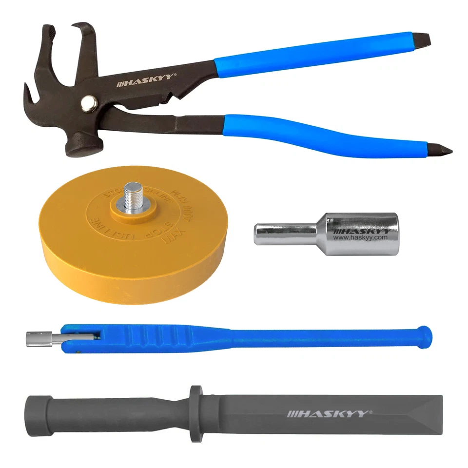 HASKYY Juego de montaje de neumáticos alicates de martillo extractor de válvula raspador palanca de válvula borrador de lámina