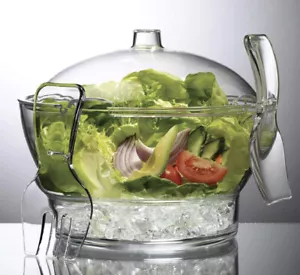 Prodyne Cold Bowl On Ice Acrylic 11”x9” Serving Bowl Vented Ice Chamber 6.5 Qt - Picture 1 of 15