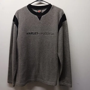 Sudadera polar Harley Davidson Motorcycles para hombre S gris negro logotipo bordado - Imagen 1 de 5