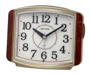 RHYTHM Analog Alarm Clock Brown 8RE644SR2 Auto Light Silent From Japan - Picture 1 of 6