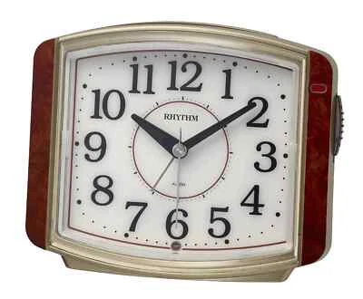 RHYTHM Analog Alarm Clock Brown 8RE644SR2 Auto Light Silent From Japan - Image 1 of 4