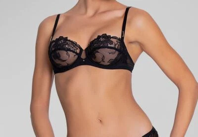 $196 Sujetador Lise Charmel Mujer Negro Adorable En Sexy Bordado Demi Talla 36D Foto 1 de 2