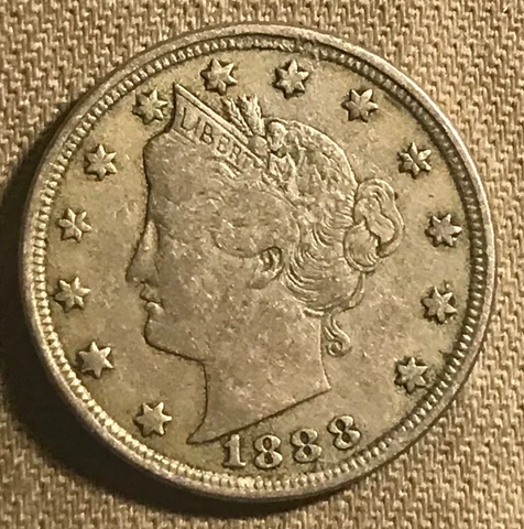1888 Liberty  Nickel , Very Fine + condition Cover