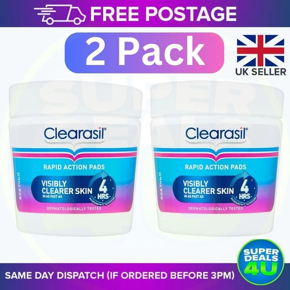 Clearasil Rapid Action Pads- Visible Clearer Skin - 4 HRS - 2 PACK