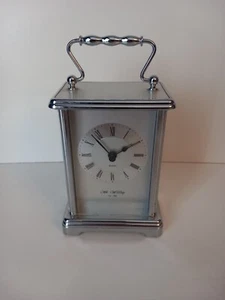 Traditional Carriage Clock William Widdop Silver Colour Metal Gilt Quartz Gift - Picture 1 of 6