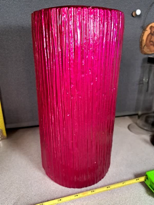 Jarrón cilíndrico de cerámica 5x10" rosa intenso #3773BMT Foto 1 de 4