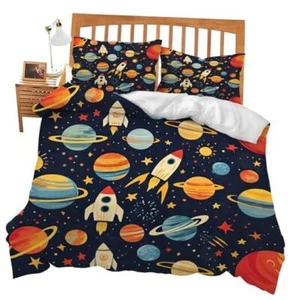 Outer Space Bedding Set Full Size Toddler Space Comforter Cover Set for Teen - Picture 1 of 8