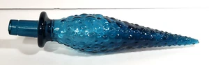 Blue Glass Genie Bottle Stopper Hobnail MCM Empoli Italy Stopper ONLY TINY CHIP - Picture 1 of 14