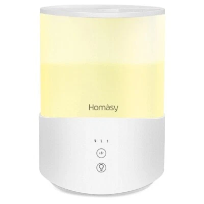 Homasy Cool Mist Humidifier 23dB Quiet 2.5L Top Refill Essential Oil 7 Color Lit - Image 1 of 4