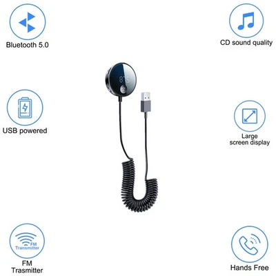 Bluetooth Car AUX Hi-Fi Stereo Audio Adapter Wireless Receiver FM Transmitter - Image 1 of 4