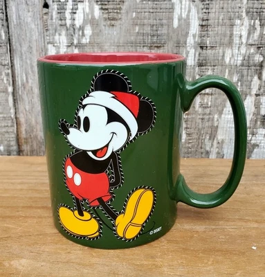 DISNEY'S MICKEY MOUSE Porcelain Mug Christmas Edition Green and Red Collectible - Image 1 of 4
