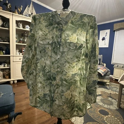 Camisa Tommy Bahama Talla XL Playa Cubrir Paraíso Frondas Bolsillo Novio Nueva Sin Etiquetas Foto 1 de 4