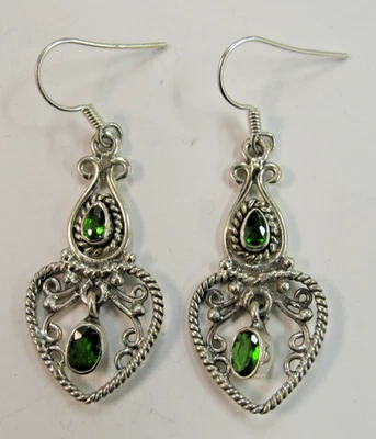 Русский диопсид 925 пробы серьги HH810 - Изображение 1 из 4