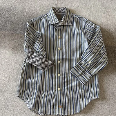 Camisa de vestir TD Thomas Dean para niños talla 4 manga larga azul algodón sedoso Foto 1 de 3