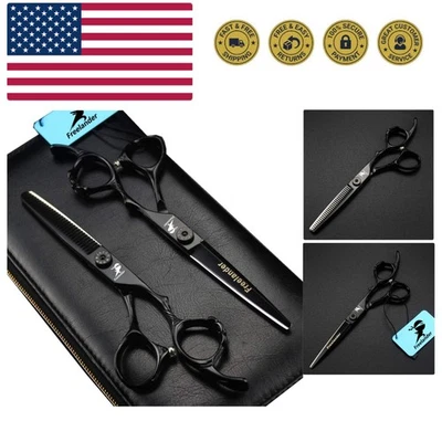 Tesoura de corte de cabelo, 6,0 polegadas preta profissional Japão 440C corte de cabelo sh... - Imagem 1 de 4