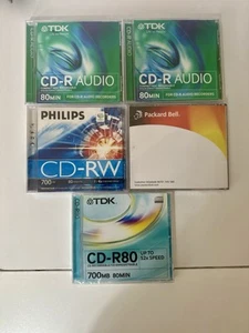 TDK/Phillips/Packard Bell CD-R80 CD Recordable X 580Min 700MB 52 X Speed Sealed - Picture 1 of 7