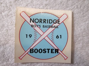 Vintage 1961 Norridge Little League Baseball Booster Window Decal Sticker - Picture 1 of 2