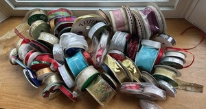 50 Ribbon Spools Mixed Sizes Up To 2.5” Full & Partial Rolls Crafting, Floral - Picture 1 of 21