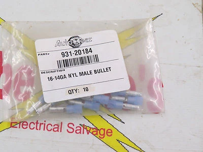 Autogear 931-20184 16-14GA NYL Male Bullet crimp on Connector, blue, 10 pcs - Image 1 of 3