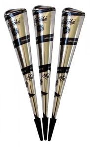 3x Golecha Henna Mehandi Paste Black Cones, Schwarze Kegel - 75g - Bild 1 von 1