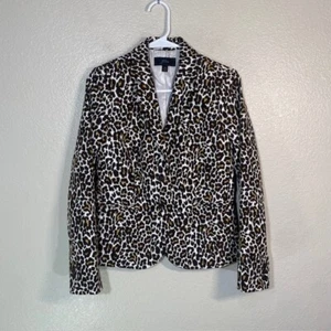J Crew Blazer Womens XS Leopard Animal Print Schoolboy Jacket - Picture 1 of 7