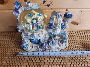 Wonderland Musical Snowman Family of 9 SNOW GLOBE Water ball w/ RING Box Vintage - Picture 1 of 10