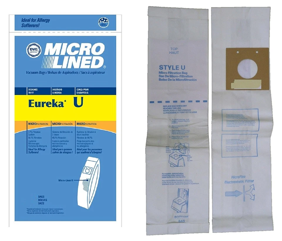 Micro-Lined Eureka Style U Upright Vacuum Bags 10 pack - Image 1 of 1