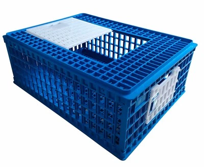 RNL RABBITNIPPLES.COM 3x BLUE CHICKEN TRANSPORT 4H SHOW CAGE COOP CRATE CHICKEN QUAIL PIGEONS 3 DOOR