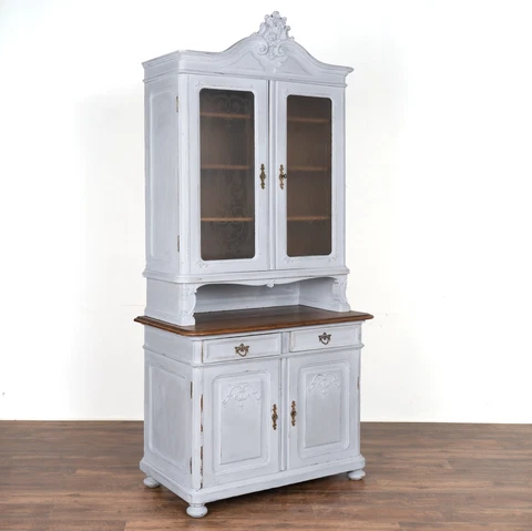 Blue Painted Cupboard With Adjustable Shelves, Hungary circa 1900's Cover