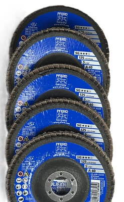 5x PFERD Polifan-Fächerschleifscheibe PEC 125 40 SG Stahl Edelstahl Aluminium
