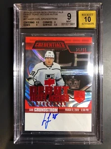2019-20 UD Credentials Debut Ticket Red Carl Grundstrom Rookie Auto /65 BGS 9 - Picture 1 of 2