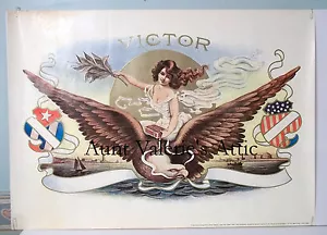 Antique Cigar Box Label Print 20x28" 1900 Embossed VICTOR F.M. Howell Co. - Picture 1 of 11