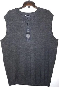 Gilet maglione scollo a V Hart Schaffner Marx alto 3XT grigio scuro lana merino nuovo con etichette - Foto 1 di 5