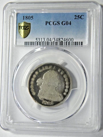 1805 DRAPED-BUST 25c PCGS GO4 STUNNINGLY BEAUTIFUL EARLY SILVER TYPE RARE COIN Cover
