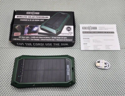 Ready Hour Wireless Solar Power Bank Charger & 20 LED Room Light SOS Signal - Image 1 of 4