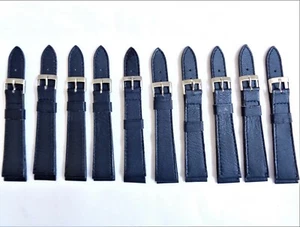 X10 Vintage 18mm New Old Stock Swiss Made Genuine Leather Dark Navy Watch Straps - Imagen 1 de 9