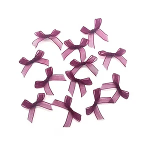 24 x 3.1cm Burgundy Organza Ribbon Bows Fabric Mini Embellishment Craft 6mm - Picture 1 of 1