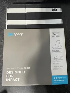 Speck Balance Folio Protective Case for iPad 10.2 2019-2020- Black White Stripes - Picture 1 of 2