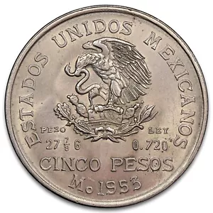 Mexique - 5 pesos 1953 argent Bicentenaire naissance d'Hidalgo - Mexico - KM.468 - Imagen 1 de 2