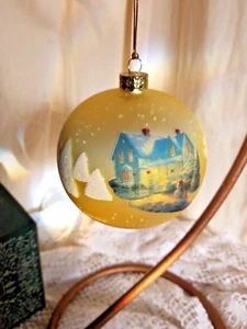 NIB 3 THOMAS KINKADE PAINTER OF LIGHT FROST GLASS ORNAMENT BRUSHWORKS COLLECTION - Picture 1 of 8