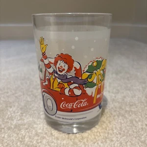 McDonald's Coca-Cola 2001 Glass Cup Tumbler Christmas Winter Ronald Gifts - Foto 1 di 11