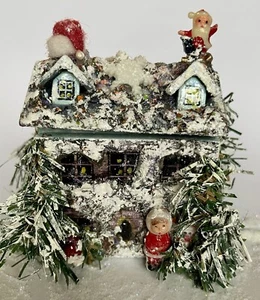 Miniature Christmas Dollhouse House Santa Toys Trees All Attached 3 Floors New - Picture 1 of 14