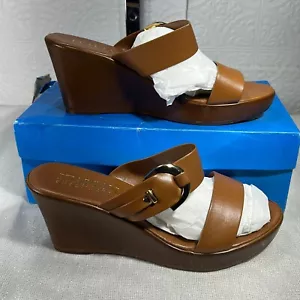 Italian Shoemakers Wedge Sandal Womens Quincie Beige Open Toe Slide Size 8 - Picture 1 of 11