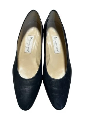 VTG 1980's Etienne Aigner  Madison Navy Lenvy Leather Chunky Heel Pumps Size 10M - Image 1 of 4