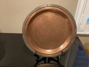 Hammered Copper Tray Plate Round 12" India White Barn Candle Co. Heavy Vintage - Picture 1 of 3
