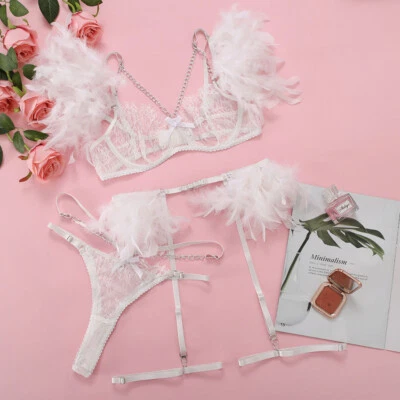 Sexy Mujeres Lencería Babydoll Sujetador Liguero Tanga Conjunto Prendas para dormir Ropa interior Ropa para dormir Foto 1 de 4