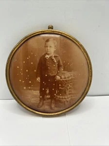 Antique Tintype Medallion Frame Columbia Portrait 1800s Sepia Child - Picture 1 of 4
