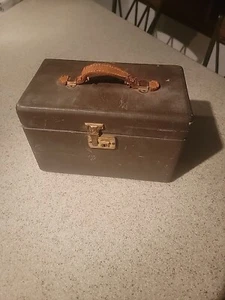 Antique Primitive Wood Box Leather Strap Handle Rustic Old Toolbox Ammo Storage - Picture 1 of 14